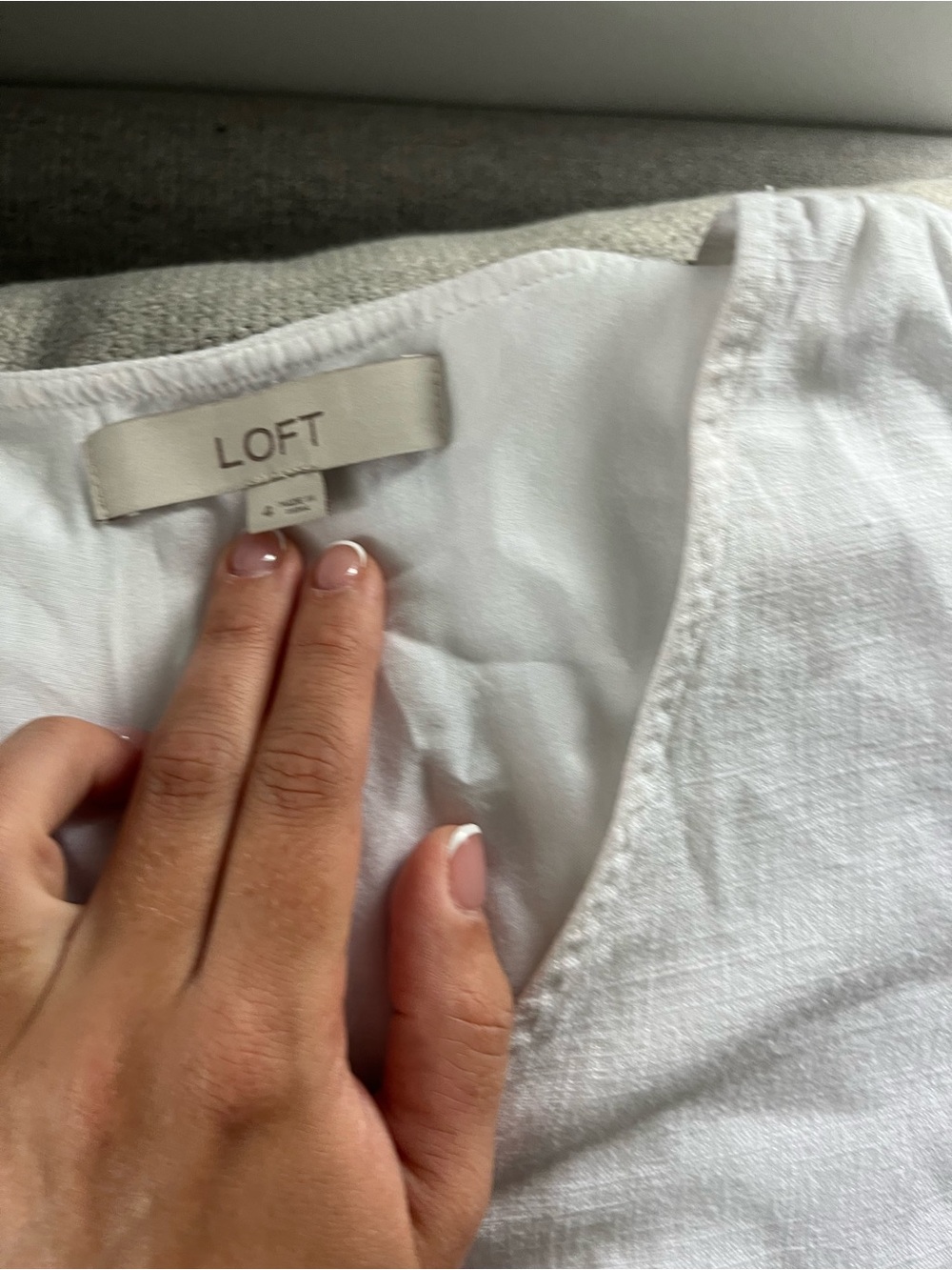 LOFT White Linen Scoop Neck Tank